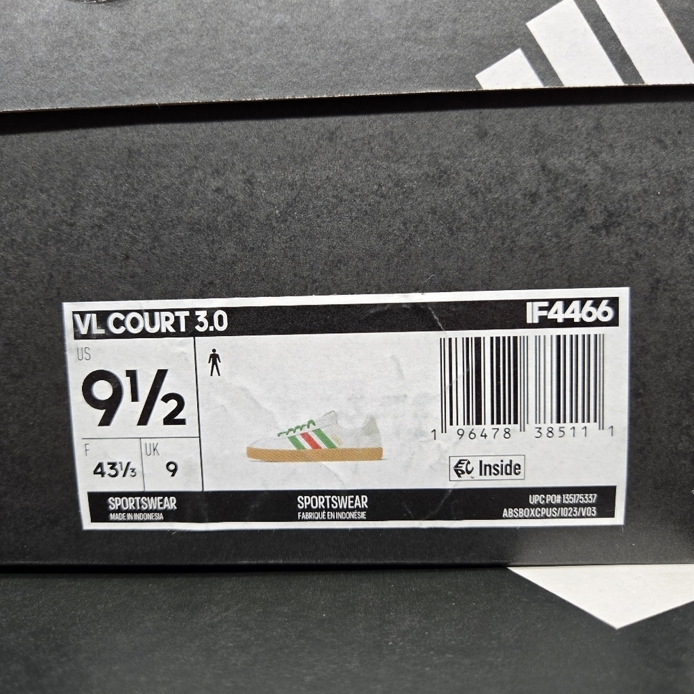New adidas VL Court 3.0 Cloud White Green Red Men's Shoes Size 9.5 - Picture 8 of 8